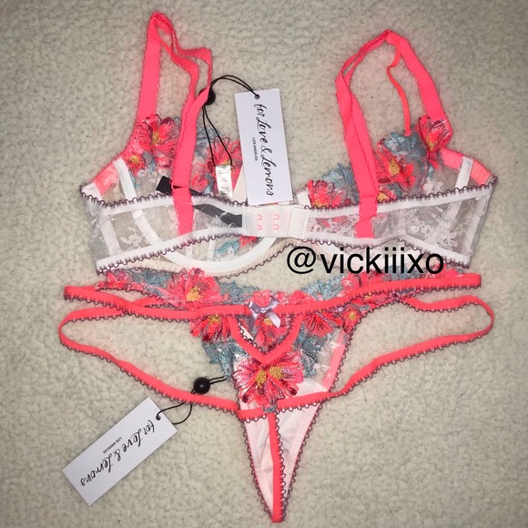 For love and lemons neon poppy bra and panty